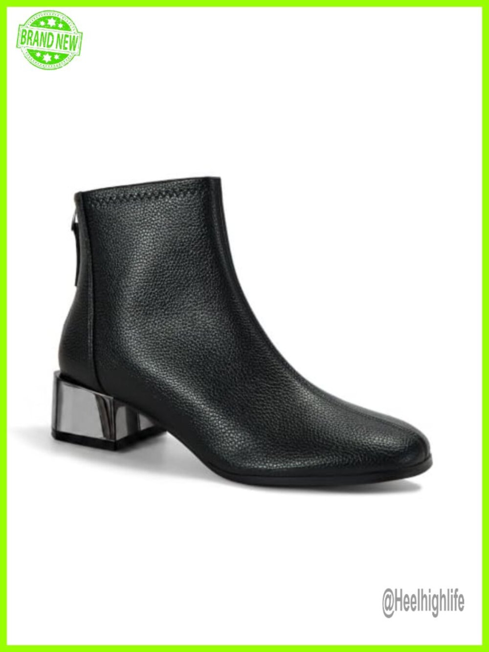 Lambskin Insole Square Toe Ankle Boots Back Zip Block Heel